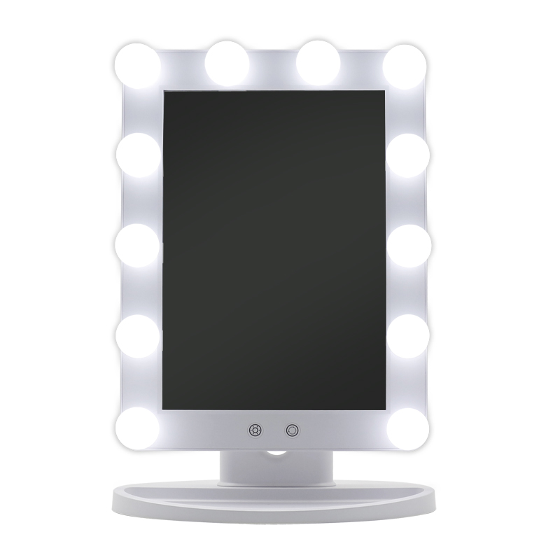 SM279E Espejo de tocador con rotación de 45 grados Espejo de maquillaje iluminado Hollywood con 12 bombillas regulables